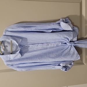 Striped button down/tie shirt